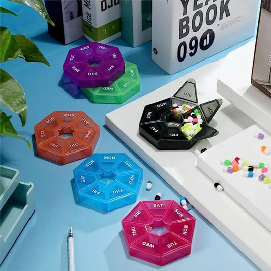 Mini 7-Day Pill Organizer – Small Portable Weekly Pill Box for Travel, Vitamins & Medicine