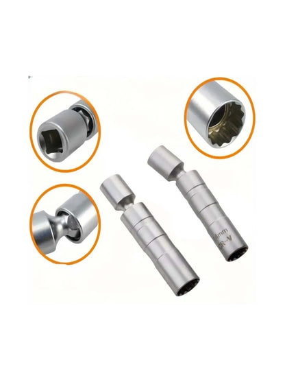 محول مفتاح ربط شمعات الإشعال 14 مم و16 مم، وصلة عالمية مع مغناطيس مرن رقيق الجدران، أداة صيانة سيارات 3/8 بوصة 