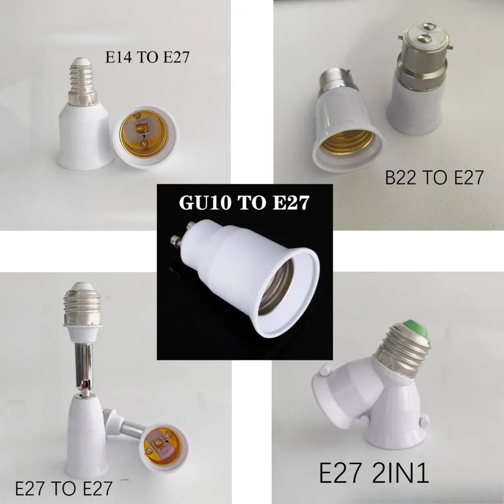 محول مقسم مقبس E27 - محول قاعدة مصباح E27 إلى E27 ثنائي/ثلاثي/رباعي/خماسي/سداسي لمصابيح LED وCFL 
