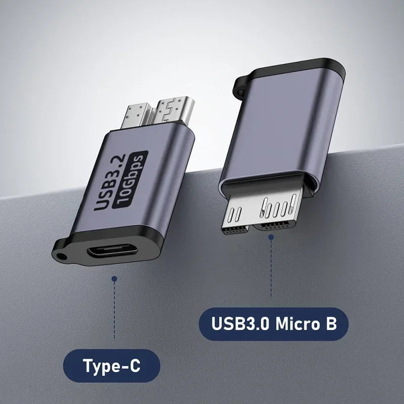 محول Micro B USB 3.0 ذكر إلى النوع C أنثى، موصل للقرص على محرك أقراص ثابتة خارجي، كابل 