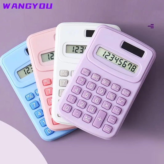 Small Solar Calculator Portable 8-Digit LCD Electronic Calculator – Cute Home & School Calculator for Kids and Primary Students