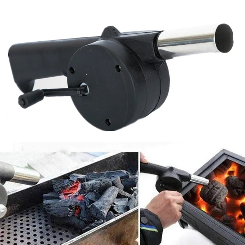 BBQ Fan Air Blower Fast Fire Starter Portable Manual Hand Crank for Outdoor Picnic Camping Cooking Barbecue Charcoal Grills Stov
