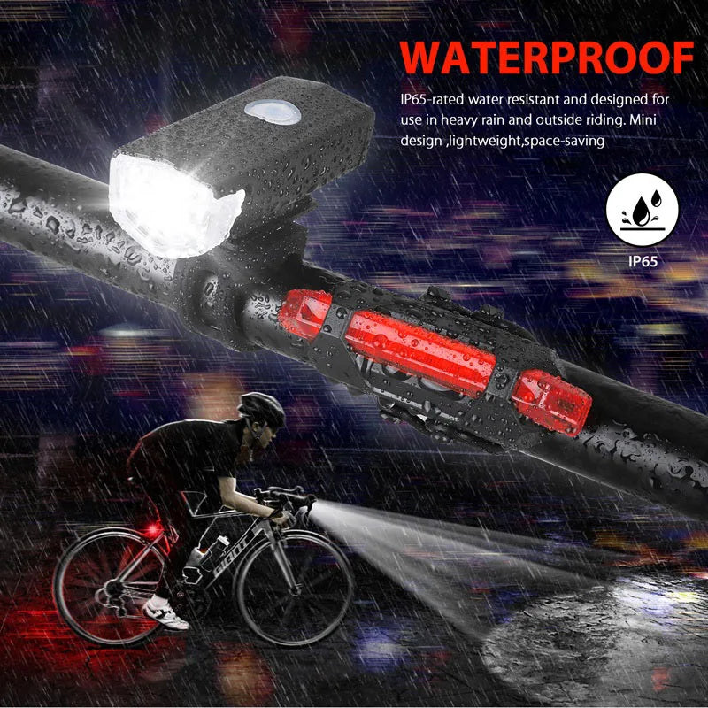Bike Light Set Front and Rear – USB Rechargeable Bicycle Safety Lights with 3 Modes