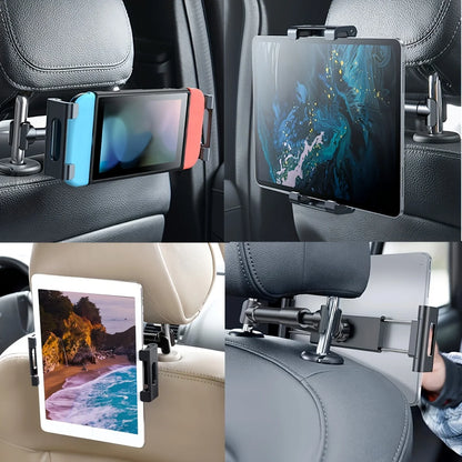 Universal Car Tablet Holder – 360° Rotating Back Seat Headrest Mount for iPad, Mini, Pro & 4–13 Inch Tablets