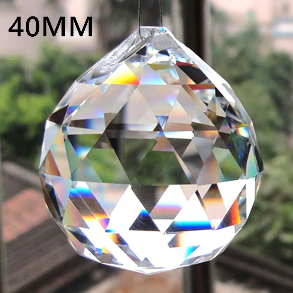 1Pc Clear Crystal Feng Shui Ball – Sun Catcher Prism Ornament for Home, Party & Wedding Décor (20–50mm)