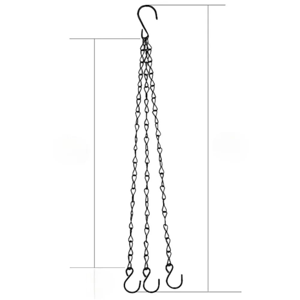 40cm Iron Hanging Chain with 3 Hooks – Heavy-Duty Planter Chain for Hanging Baskets & Garden Decor