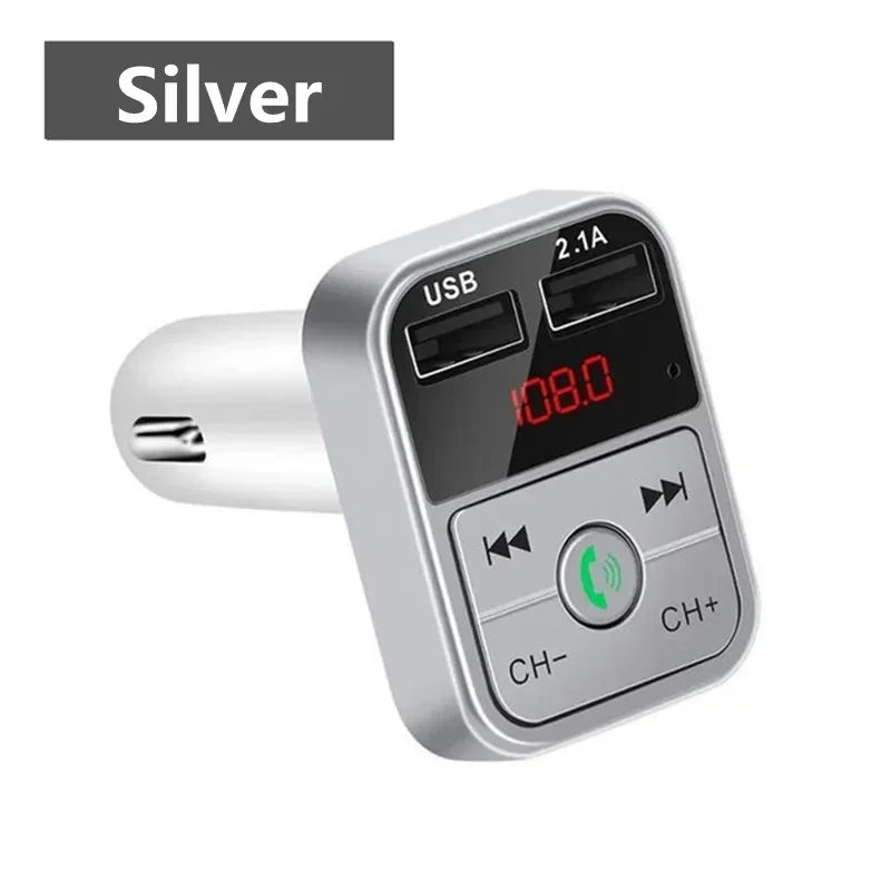 VIKEFON Car Bluetooth 5.0 FM Transmitter Receiver TF Handsfree Car Kit 2.1A Dual USB Car Charger Audio Wireless Car Adapter