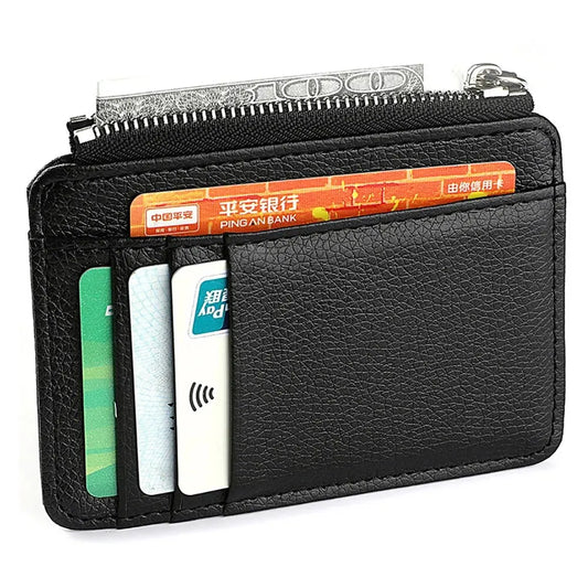 Mini Credit Card Wallet with Zipper – Small Men’s Coin and ID Holder