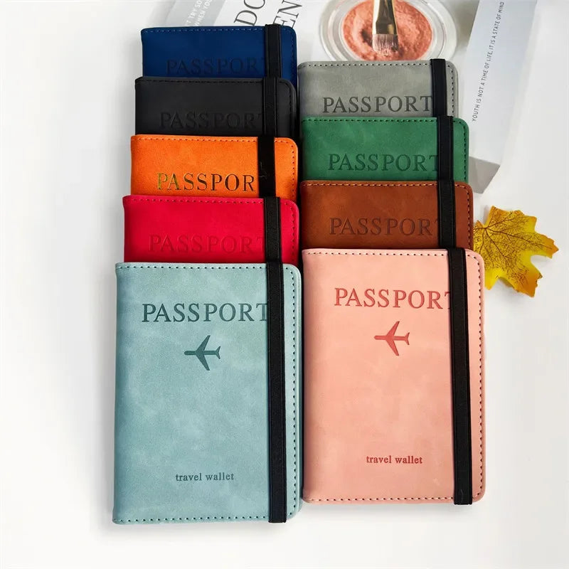 RFID Vintage Business Passport Holder – Multi-Function PU Leather Wallet for Travel