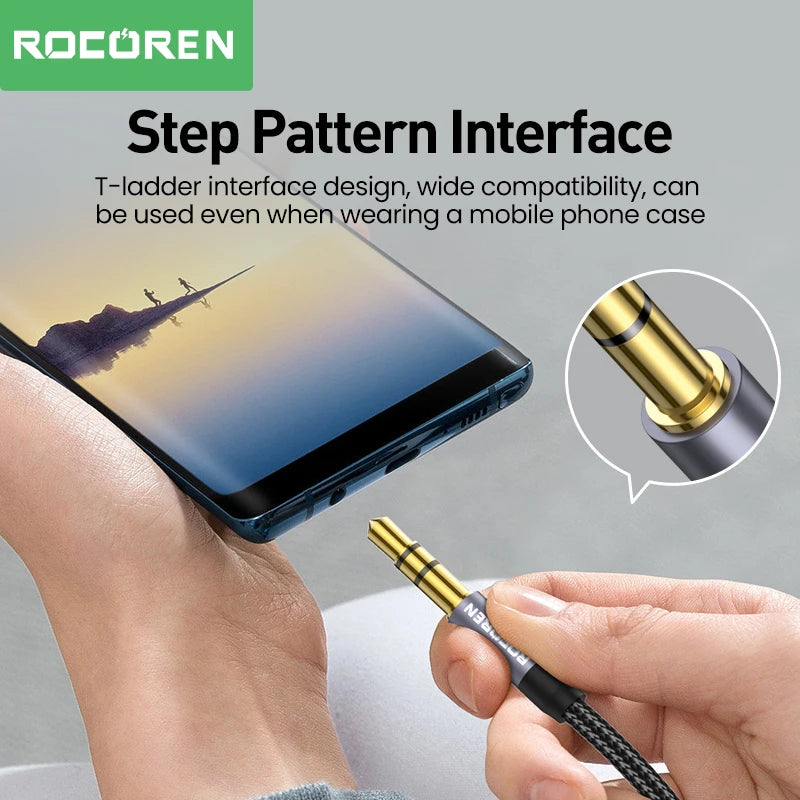 Rocoren 3.5mm Male to Male Aux Cable – 5M Audio Jack Cord for Phone, Car, Headphones & Speakers