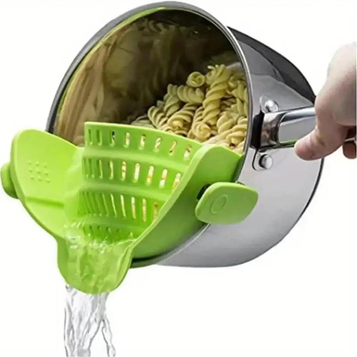 1Pc Clip-On Pot Strainer – Adjustable Silicone Strainer for Pots, Pans & Bowls