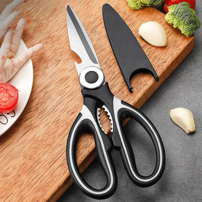 1PC/2PCS Multi-Functional Scissors Kitchen Sharp Scissors Chicken Scissors Fish Bone Bottle Opener Rust-Proof Non-Slip Handle