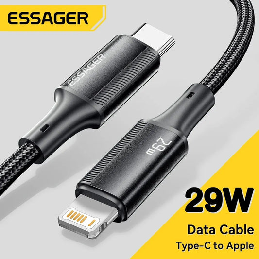 Essager Type-C to Lightning Cable – PD 29W Fast Charging Cord for iPhone 14/13/12/11, iPad & MacBook