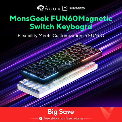 Akko MonsGeek FUN60 Mechanical Keyboard – 60% Compact Gaming Keyboard with Magnetic Switch & ARGB Lighting