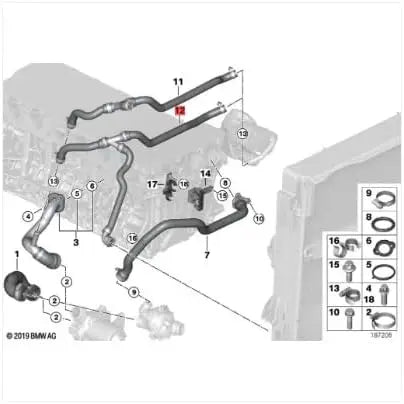 LINK-LOCK Coolant Pipe Water Pump to Engine Oil Radiator Water Pipe 11537547244 For BMW N52 x5 e70