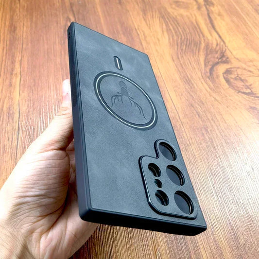 Vintage PU Leather MagSafe Case – Wireless Charging Compatible Cover for Samsung Galaxy S25 S24 S23 S22 S21 Ultra Plus FE Note 20