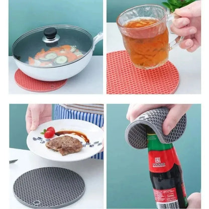 Round Silicone Heat-Resistant Mat – Non-Slip Drink Coaster & Thick Pot Holder for Kitchen Table Protection