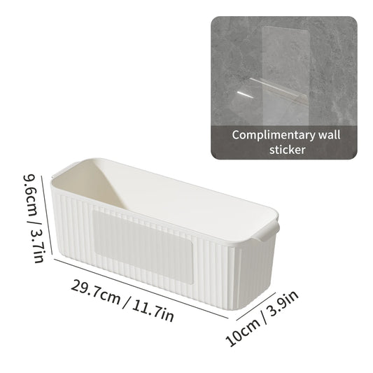 WORTHBUY Multifunctional Plastic Kitchen Storage Box – Punch-Free Wall-Mounted Cabinet Organizer for Kitchen Accessories
