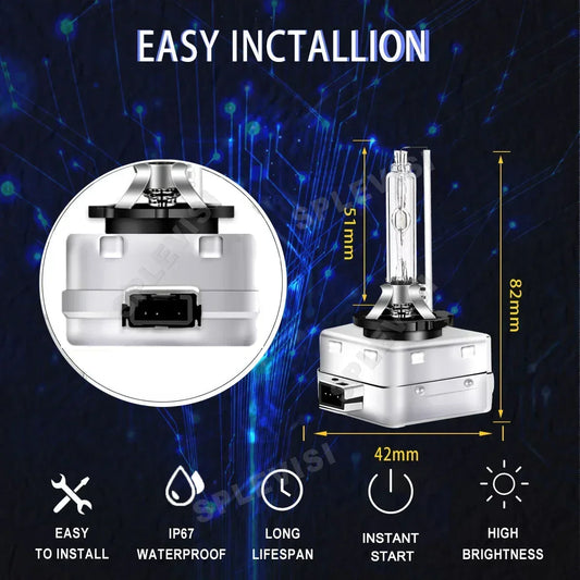 Plug And Play 1 Pair HID Xenon Light Bulbs D3S 6000K Pure White 9V-16V 9000LM 70W For VW Touareg II 2010 2011 2012 2013 2014