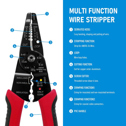 كماشة تعرية الأسلاك، قاطع أسلاك الشبكة، أداة تجعيد أسلاك الكابلات، أدوات إصلاح كهربائية، أداة تعرية الأسلاك، أدوات يدوية 