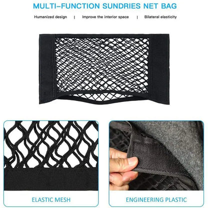 شبكة تخزين للسيارة، شبكة قابلة للتمدد، جيب شبكي، ملصق مطاطي سحري، حقيبة جيب شبكية عالمية لصندوق السيارة الخلفي، قفص جيب، منظم سيارة 