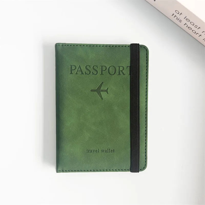 RFID Vintage Business Passport Holder – Multi-Function PU Leather Wallet for Travel