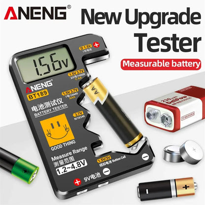 ANENG BT189 Universal Battery Tester – LCD Digital Battery Checker for AA, AAA, Button Cells & 9V Batteries