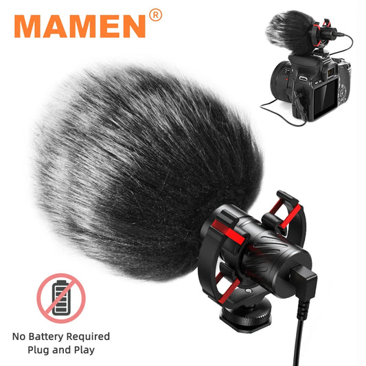 MAMEN Professional Shotgun Microphone – Cardioid Vlog & Podcast Microfone for Canon, Nikon, Smartphones & Interviews