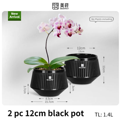 وعاء شبكي مثقوب لزراعة الأوركيد، وعاء بلاستيكي مزخرف لزراعة البنفسج الأفريقي، مزود بفتحات تهوية وتدفق هواء جيد. 