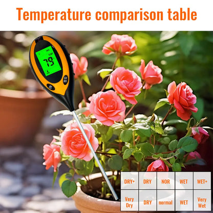 4-in-1 Digital Soil Analyzer – Sunlight Intensity, pH Levels, Soil Moisture & Temperature Tester for Gardening and Farming