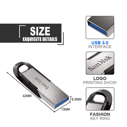 Genuine Sandisk USB 3.0 Pendrive Original CZ73 Ultra Flair 32GB PEN DRIVE 64GB 16GB 128GB 256G USB Flash Drive Memory Stick