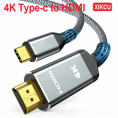 XIKCU USB C to HDMI 4K Cable – Thunderbolt 3/4 Compatible Type-C to HDMI 2.0, 60Hz for iPhone, MacBook & Huawei