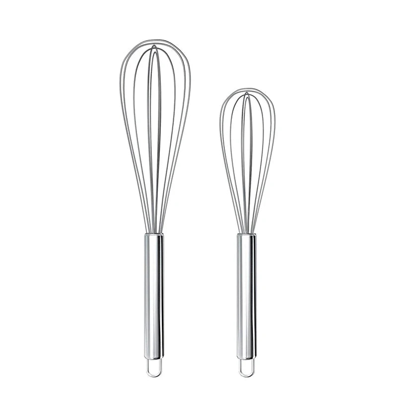 LMETJMA 8" 10" 12" Egg Whisk Stainless Steel Egg Whisk Kitchen Wire Balloon Whisk Milk Egg Beater Egg Mixing Mixer Tools KC0231