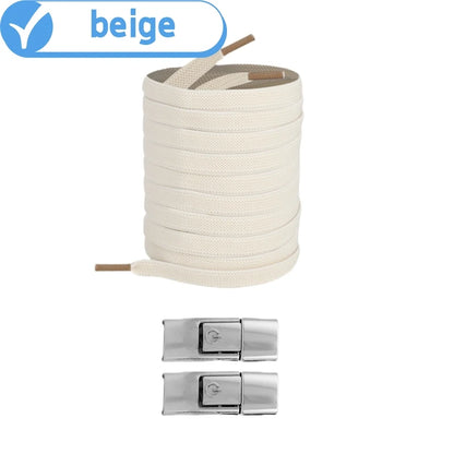 أربطة أحذية بدون عقدة - أربطة أحذية مسطحة مرنة 8 مم للأحذية الرياضية، للأطفال والكبار