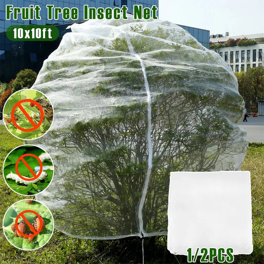 1/2Pcs Fruit Tree Insect Net 10x10 Ft Greenhouse Vegetable Plant Net Large Garden Mesh Cover with Zipper and Drawstring Durable
