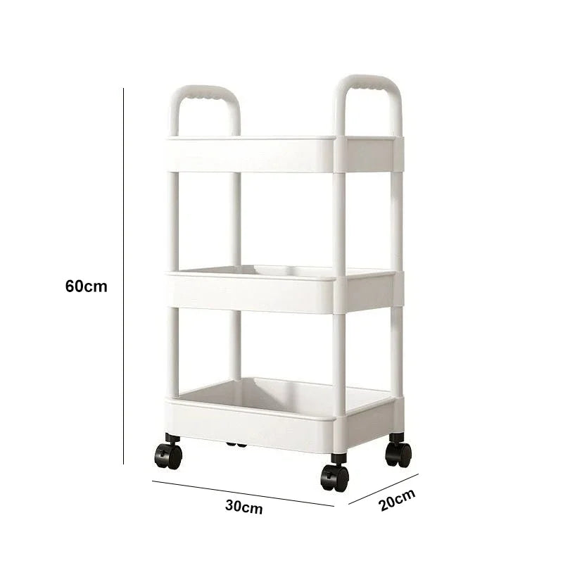 Multi-Layer Utility Rolling Cart with Lockable Wheels – Small Floor-to-Floor Storage Rack for Kitchen, Bathroom & Bedroom