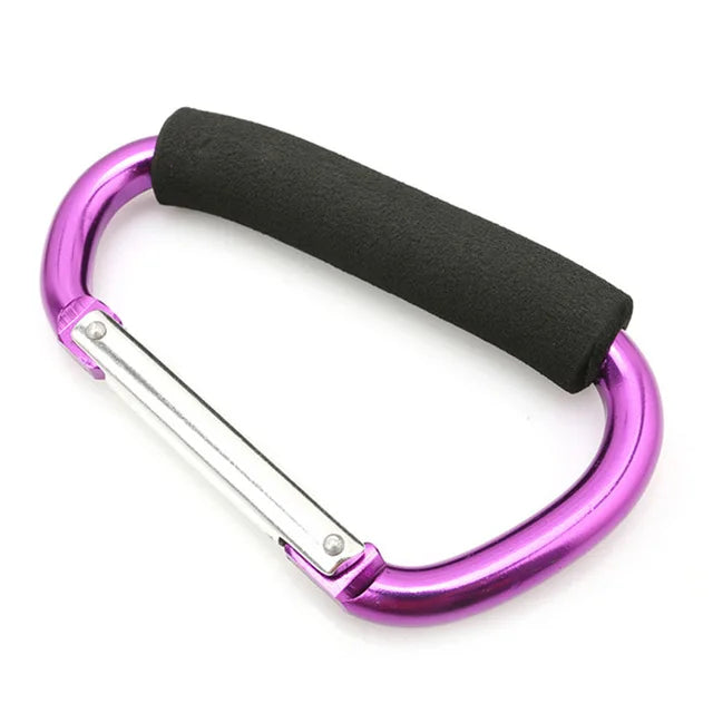 منظم خطافات عربة الأطفال كبير الحجم - مشبك حلقي من الألومنيوم على شكل حرف D للحقائب والمحافظ