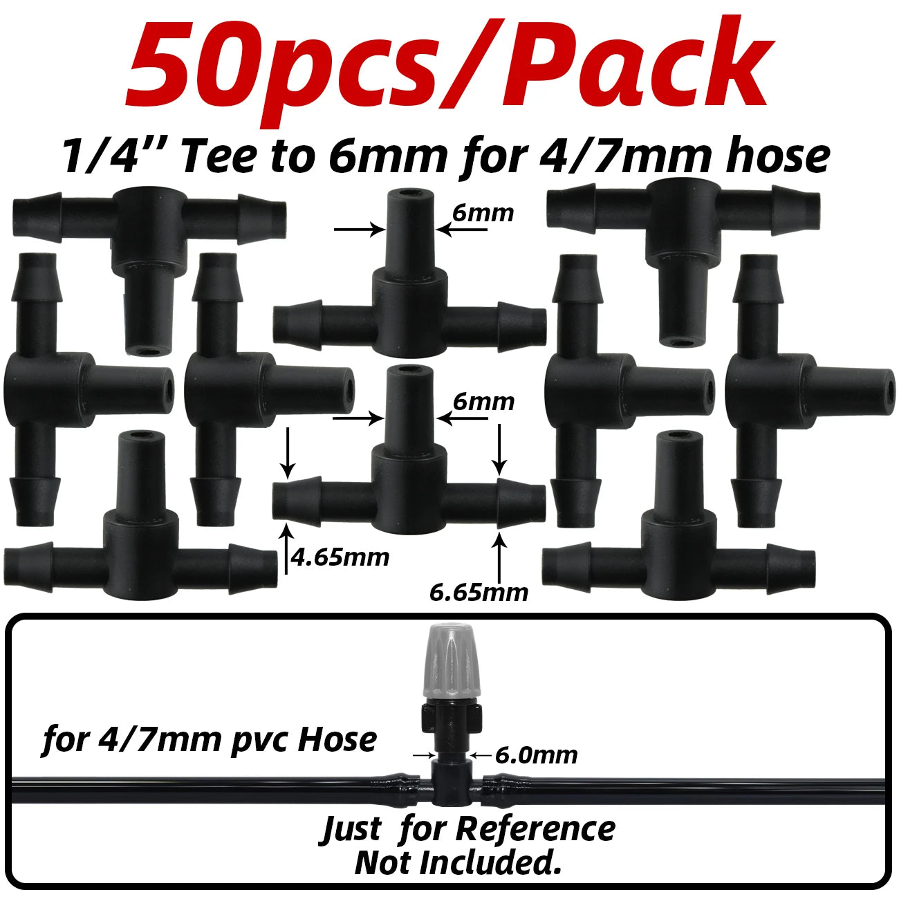وصلات الري بالتنقيط ذات الأسنان 4/7 مم - وصلات خراطيم الأنابيب 1/4 بوصة للحدائق والمروج وأصص الزهور (1-50 قطعة)