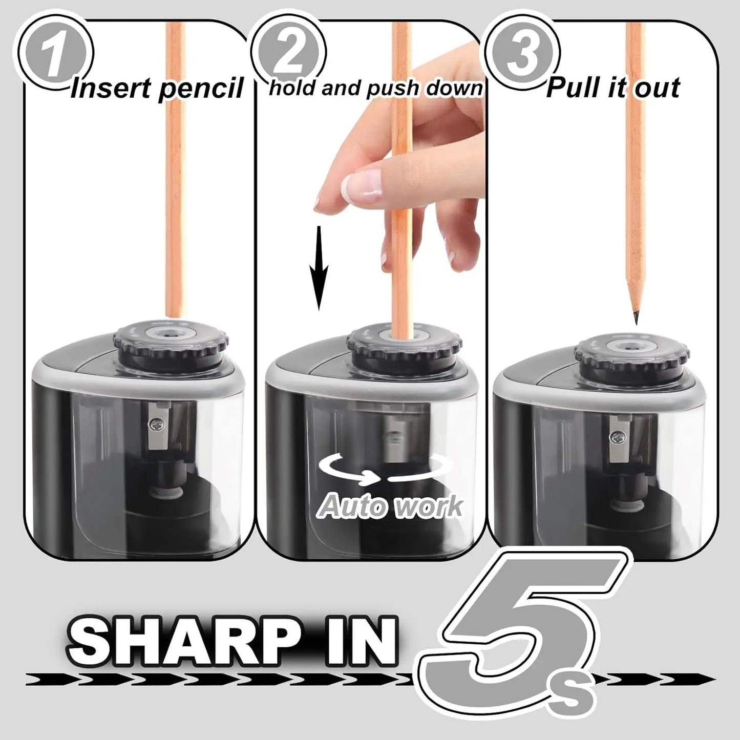 Electric Sharpener Desktop Automatic Pencil Sharpener Suitable To Pencils (6-8mm) for Students School Office Stationery Desktop