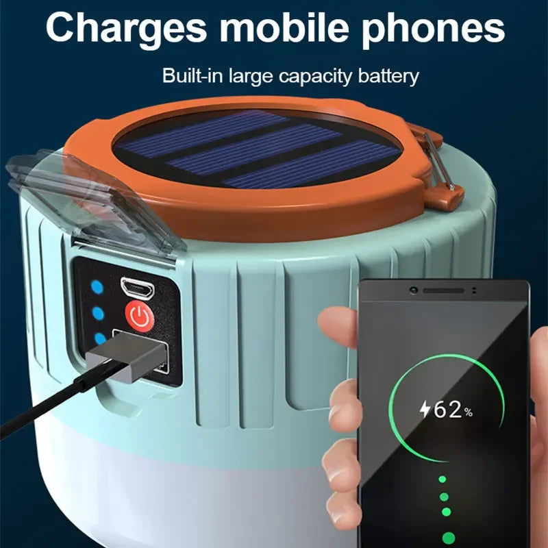 مصابيح تخييم LED تعمل بالطاقة الشمسية قابلة لإعادة الشحن عبر منفذ USB، مصابيح محمولة للخيمة، مصابيح طوارئ للصيد والشواء والتخييم 