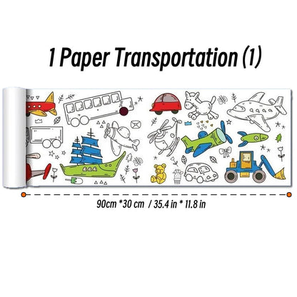 90cm Animal Canvas Children's Drawing Roll DIY Coloring Paper Roll Color Filling Graffiti Paper-cut Painting Educational School