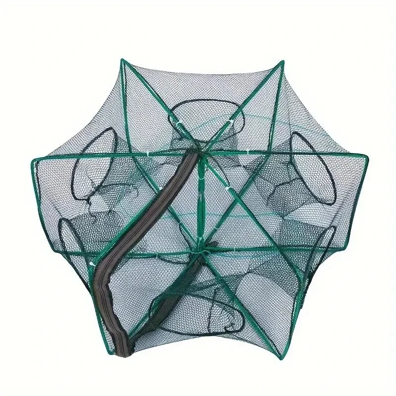 Foldable Hexagon Fishing Trap Net – 6-Hole Mesh Cage for Minnow, Crab, Shrimp & Crawdad Catching