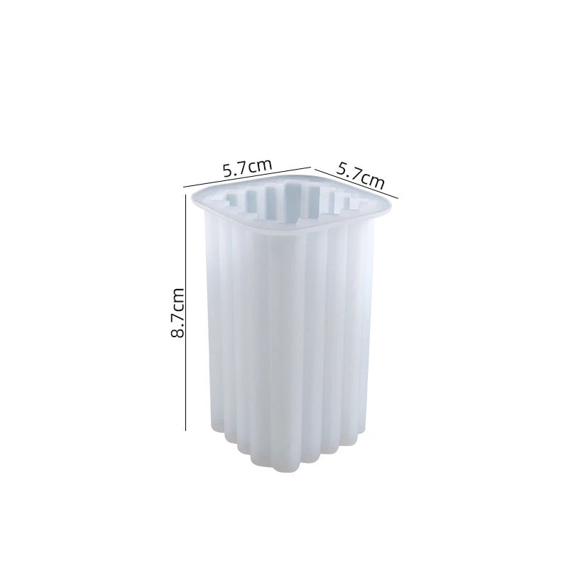 قالب سيليكون لصنع الشموع على شكل عمود روماني مخطط - أداة سيليكون لصنع الشموع بنفسك