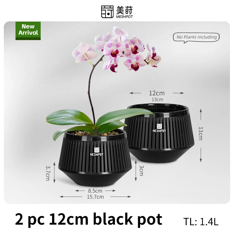 وعاء شبكي مثقوب لزراعة الأوركيد، وعاء بلاستيكي مزخرف لزراعة البنفسج الأفريقي، مزود بفتحات تهوية وتدفق هواء جيد. 