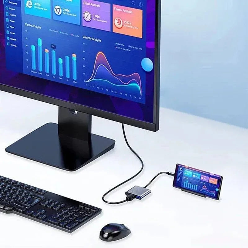 موزع USB 3 في 1 متوافق مع HDMI، من النوع C إلى HDMI، محطة إرساء USB 3.0 متوافقة مع MacBook Air 