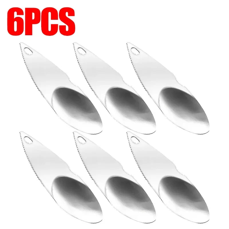 مجموعة من 12/6/3 قطع من مقشرة الكيوي ومغرفة الفاكهة المصنوعة من الفولاذ المقاوم للصدأ - سكين تقشير مسنن وقاطع