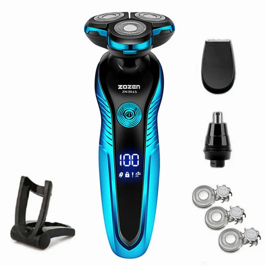 ZOZEN Electric Shaver – Rechargeable Waterproof Razor for Wet & Dry Beard & Body Hair Trimming
