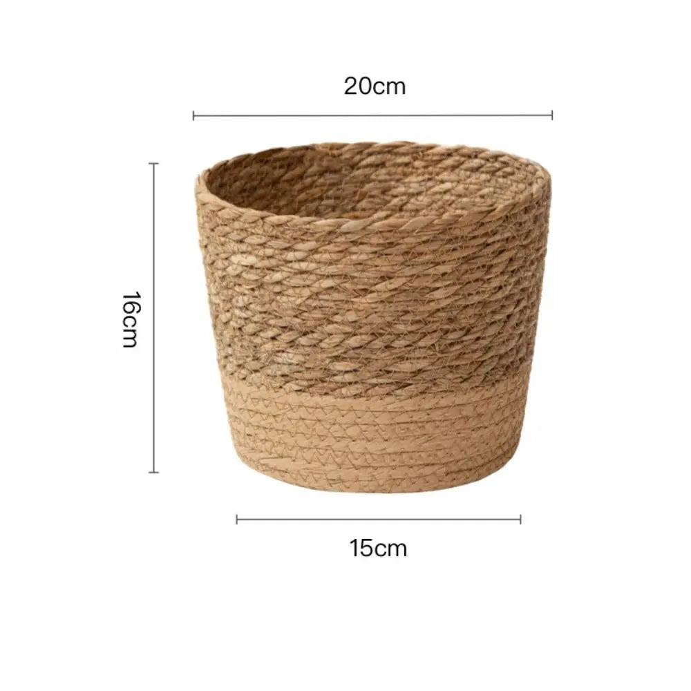 Straw Weaving Flower Plant Pot Wicker Basket Rattan Flowerpot Storage Basket Garden Flowerpot Handmade Woven Planter Basket