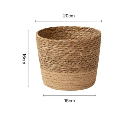 Straw Weaving Flower Plant Pot Wicker Basket Rattan Flowerpot Storage Basket Garden Flowerpot Handmade Woven Planter Basket