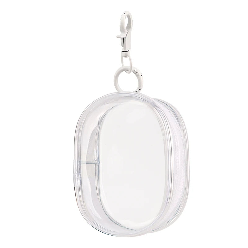 Portable Mini Clear Zipper Storage Bag With Keychain Makeup Brush Travel Cosmetics Organizer Case Cute Pvc Dustproof Bags Tool